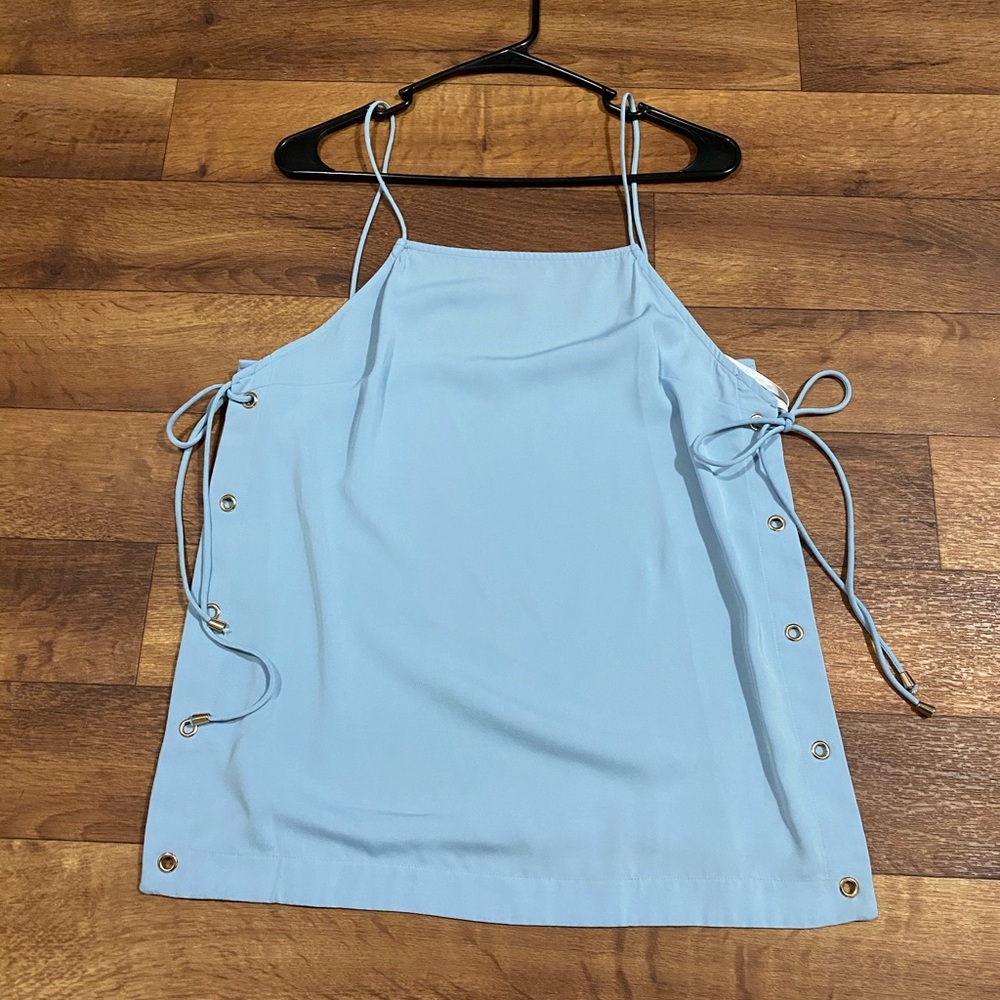 Lace up blue tank